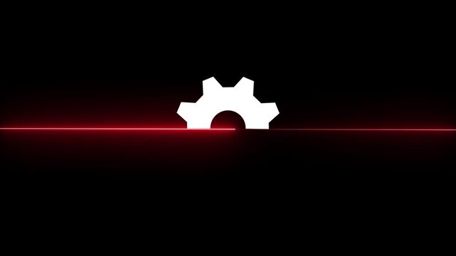 Updating bar animation on black background. white color setting and update icon animate. neon rectangle animation. 4k animation