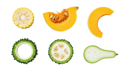 Fresh sliced vegetables and fruits set © SHAKIL