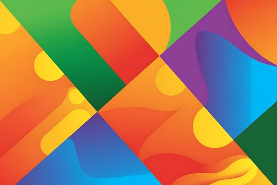 Abstract visual art with flowing shapes and bold color blocks divided by diagonal lines.