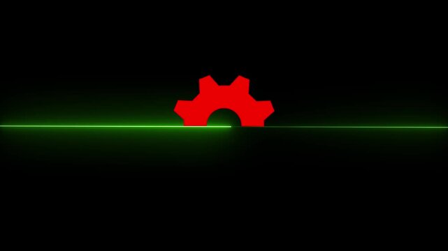 Updating bar animation on black background.red color setting and update icon animate. neon rectangle box in loading bar animation. 4k animation