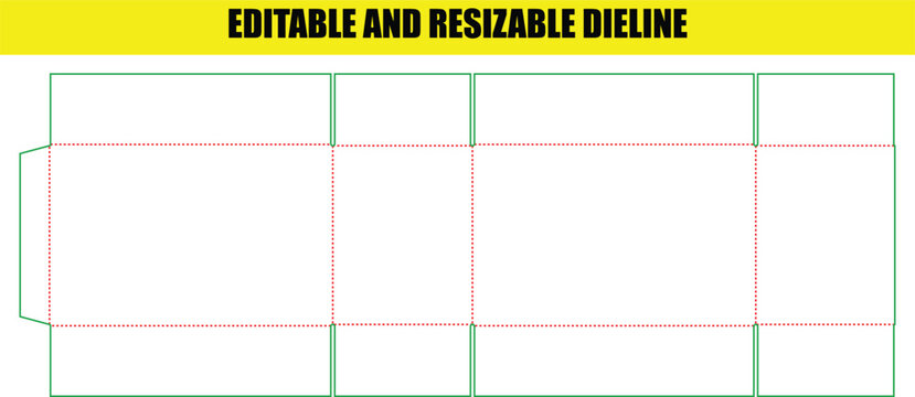 Standard rectangular carton box dieline template for product packaging and simple cardboard shipping storage box structural design