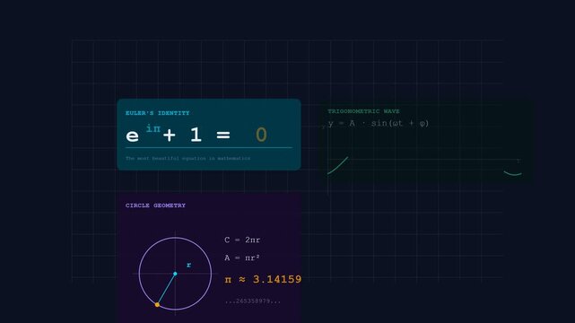 Mathematical visualization of euler identity and geometric functions