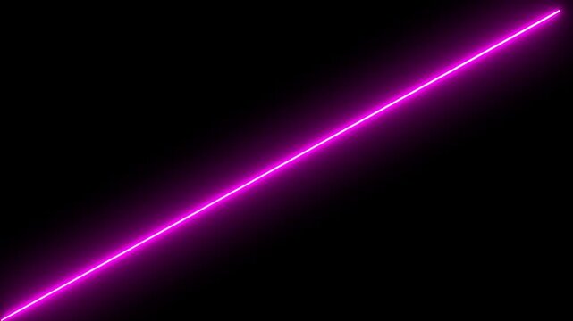 Neon line icon animation glowing pink color line background linear beam footage frame icon light effect on black color background