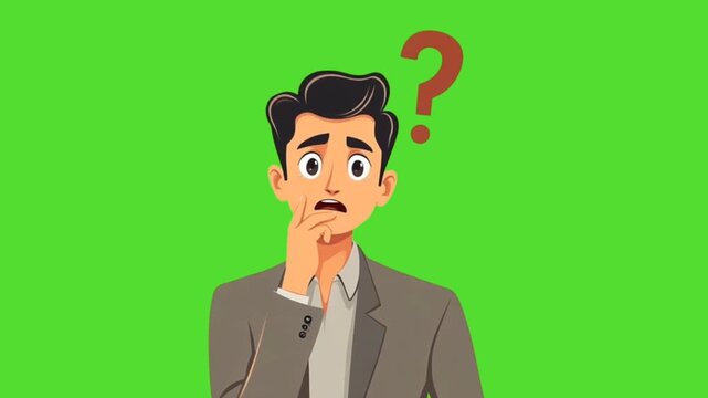 young man thinking green screen