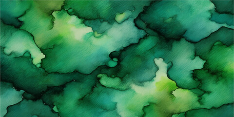Abstract watercolor painting with blended green shades from forest to lime creating fluid organic artistic gradients with natural depth and movement © NISAT AKTHER