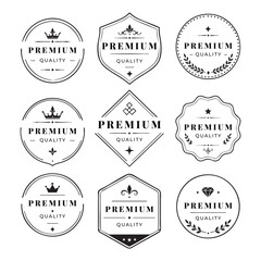 Obraz premium Premium Quality Luxury Badge Collection with Elegant Certification Labels, Vintage Seals and Warranty Emblems Vector Set