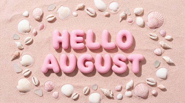 Hello August Typography Flat Lay Background