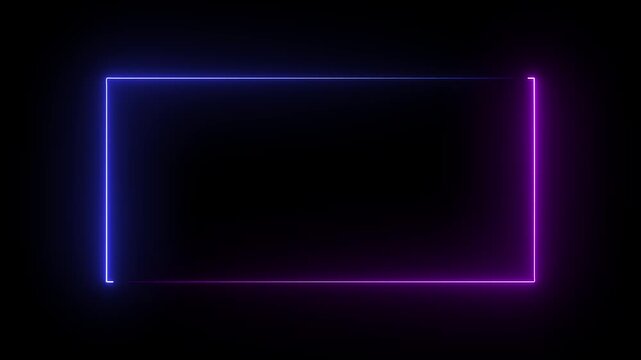 Modern Navy blue and pink neon glowing rectangular frame on dark background. Futuristic luminous border animation with vibrant light effects, gaming, streaming, presentations and digital content.