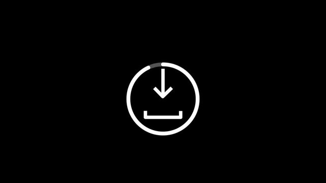 Animated Download Symbol with Circular Progress Indicator &ndash; File Transfer and Loading Icon on Black Background