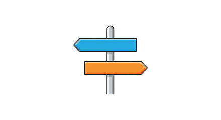 Directional signpost with two arrows a flat vector illustration on a white background © Sagor
