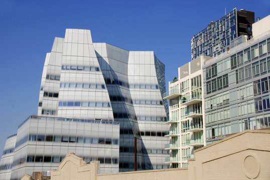 NEW YORK UNITED STATES OF AMERICA: Architect Frank Gehry's white glass IAC Building, InterActiveCorp's headquarters in the Chelsea neighborhood of Manhattan, New York City