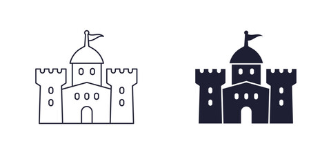 castle icon, line and solid design © nexusby