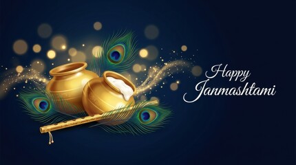 Fototapeta premium Happy Janmashtami Festive Greeting