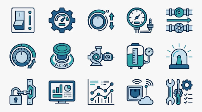 Industrial Technology Icons Set.