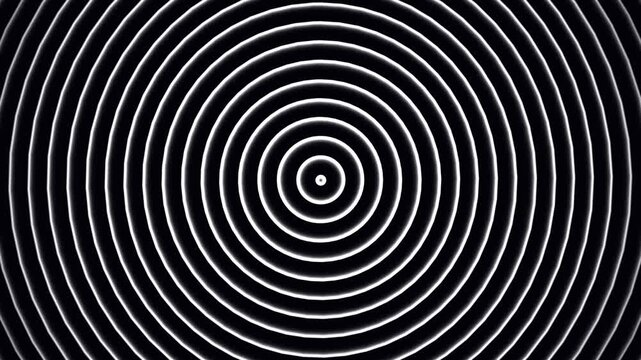 Black and White Hypnotic Concentric Circle Pattern. 4K Video