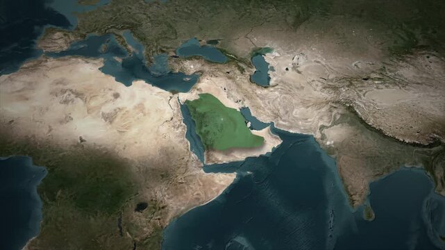 Riyadh Province Saudi Arabia Highlight on Satellite Map Background