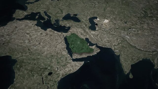 Satellite Map Zoom Highlight on Riyadh Province on Saudi Arabia