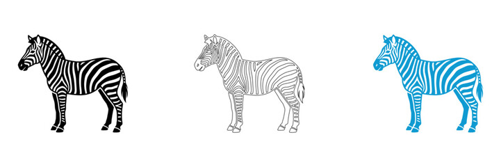 Obraz premium Zebra illustrations in black white and blue