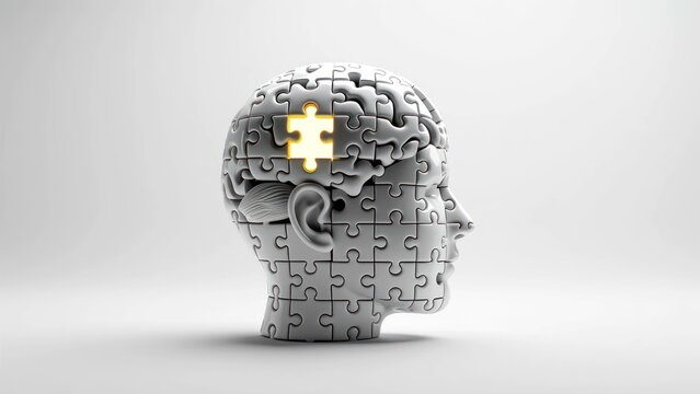 intellectual brain training puzzle with missing fragment on plain surface