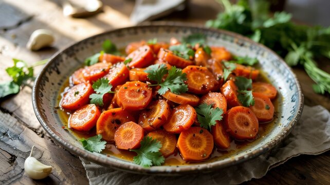Dishes of Jewish cuisine. 
Moroccan carrot (Moroccan carrot salad) is a famous savory snack that is the hallmark of Sephardic Jewish cuisine.