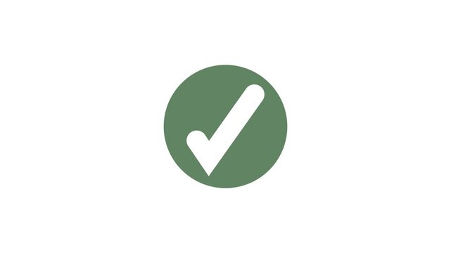Animated reveal of a white checkmark icon checkmark, succesfully done, approved sign, tick icon