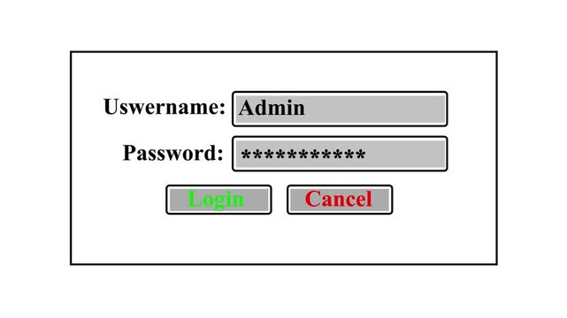 Login screen interface with username and password fields isolated on white background.