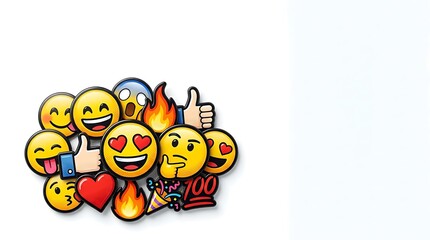Naklejka premium Vibrant pop art emoji composition with smiling faces