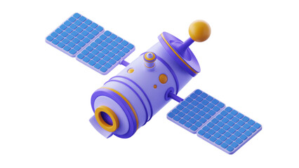Colorful satellite orbiting earth with solar panels in space Vector © MSTTABATUN