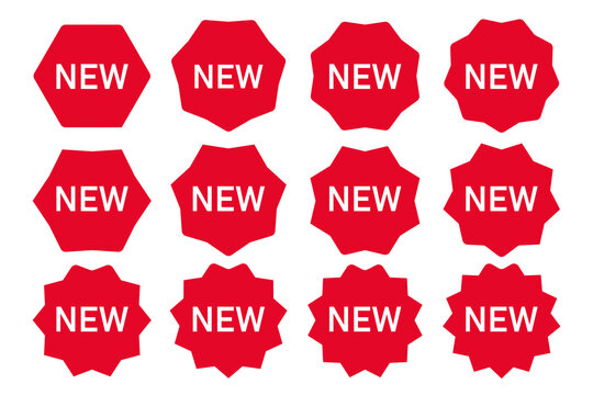 Bold Red Geometric News Badge with White Lettering on Clean Background