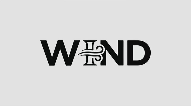 Minimalist typographic logo design featuring the word WIND with stylized wind icon.