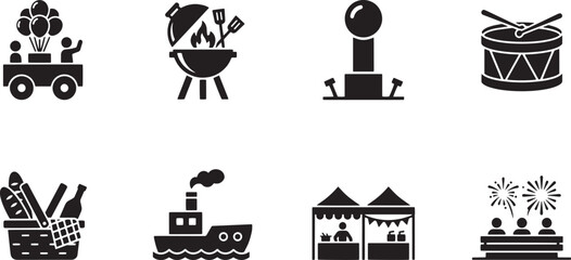 Fototapeta premium Festival Carnival Celebration Silhouette Vector Set