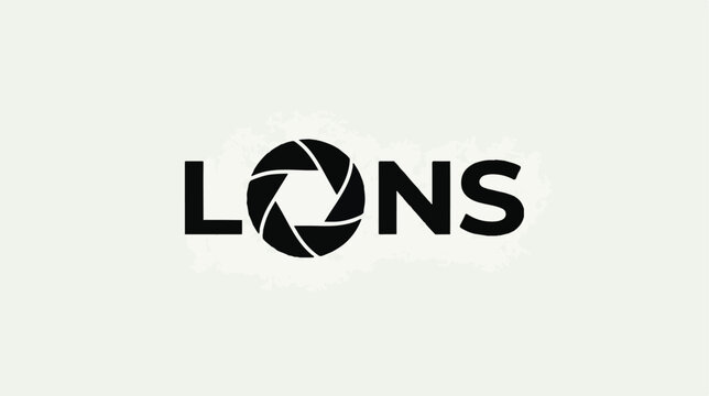 Minimalist typography logo design for LONS featuring a camera lens aperture symbol.