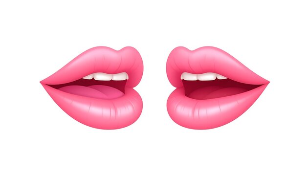 A close-up illustration of two smiling mouths with pink lips