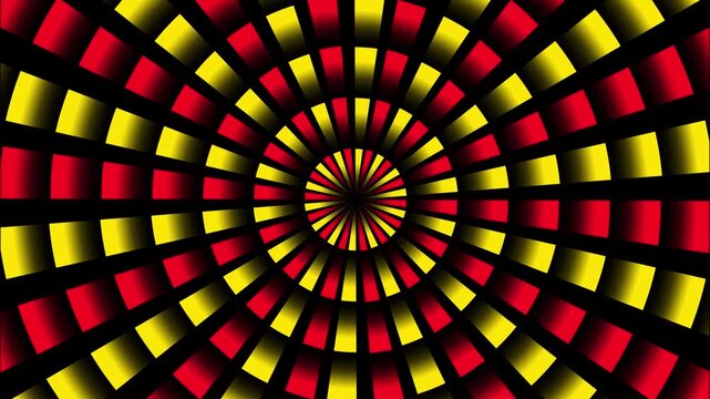 Red yellow circle beam shade pop art spinning loop animated background