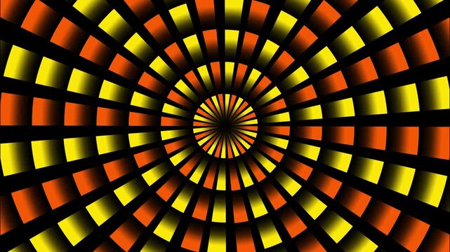 Orange yellow circle beam shade pop art spinning loop animated background