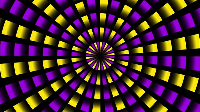 Purple yellow circle beam shade pop art spinning loop animated background
