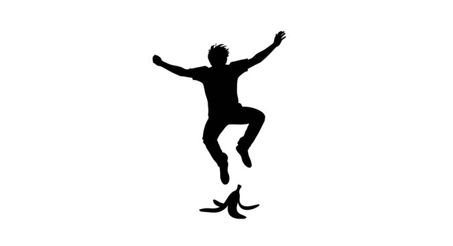 Person slipping on a banana vector peel in a comedy scene