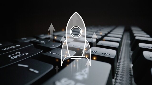 Startup launch and business growth concept, rocket symbolism, entrepreneurship, startup innovation, and early-stage success strategies for new business development and expansion. Muxer