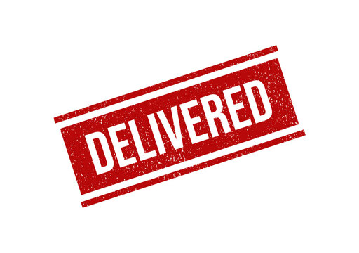 Red delivered rubber stamp with grunge texture for shipping documents
