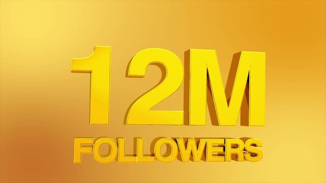 12 Million Followers Milestone Celebration Animation for Social Media 4K