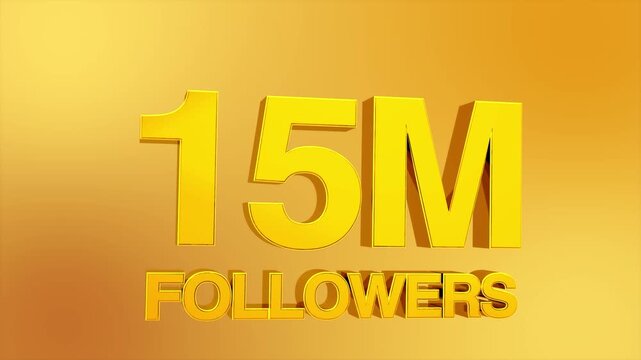 15 Million Followers Milestone Celebration Animation for Social Media 4K