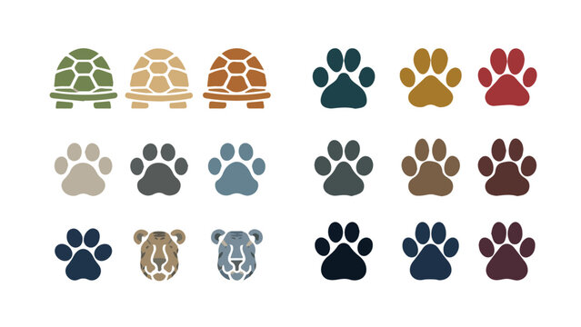 Collection of Colorful Animal Paw Prints in Various Styles.