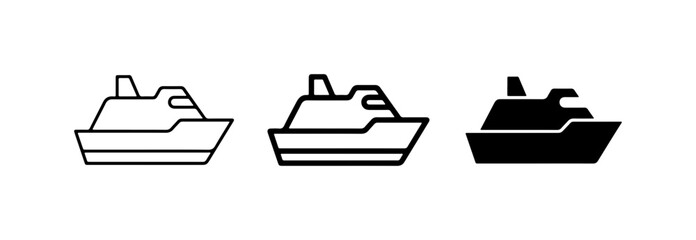 Cruise Ship Icons, Vector Set: Outline, Line Art, Solid Black Styles © Ahmed