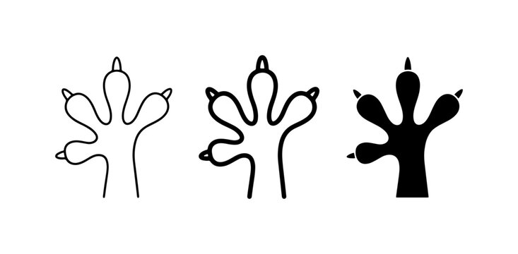 Gecko Footprint Icons, Lizard Paw Prints, Animal Track Silhouettes, Vector Set