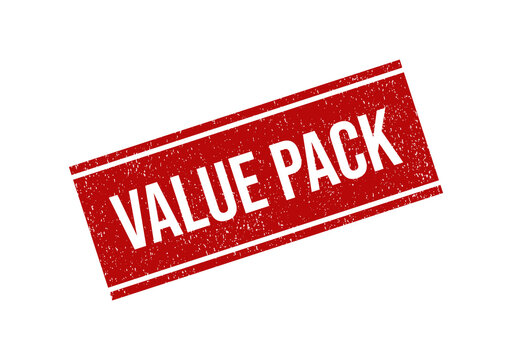 Red value pack rubber stamp with a grunge texture effect