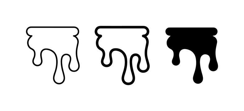 Dripping Liquid Icons, Melting Substance Vector Graphics, Gooey Flow Symbols