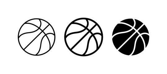 Obraz premium Basketball Icons Set, Sport Ball Graphics, Game Equipment Vector Art