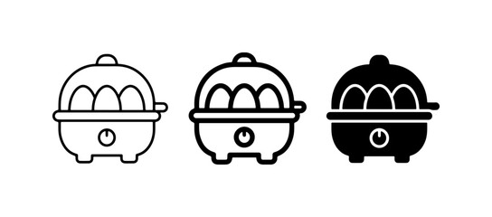 Fototapeta premium Egg Cooker Icons, Electric Steamer Set, Kitchen Appliance Vector Graphics