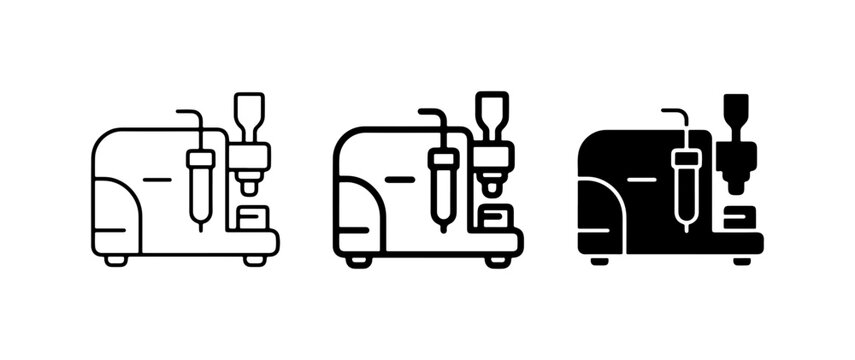 3D Printer Icons, Additive Manufacturing Machine, Technology Equipment Set