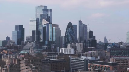 Fototapeta premium City skyline with tall skyscrapers and modern buildings